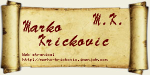 Marko Kričković vizit kartica